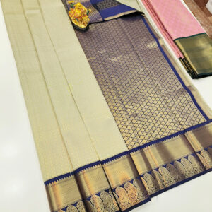 Different Design Kanchi Semi Silk Saree Off White Color w/ Blouse