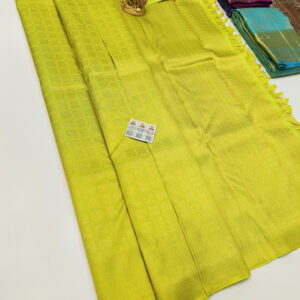 Beautiful Design Kanjivaram Pure Wedding Silk Saree Lemon Green Color w/ Blouse