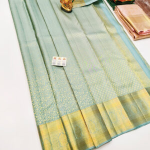 Kanjivaram Pure Wedding Silk Saree Light Blue Color w/ Blouse