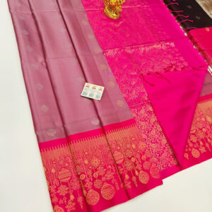 New Design Pure Soft Silk Saree Peach Color w/ Blouse