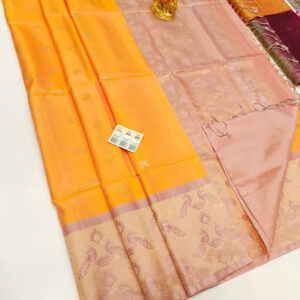 Pure Soft Silk Saree Yellow Color w/ Blouse