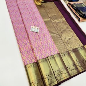 New Design Kanjivaram Pure Wedding Silk Saree Rose Color w/ Blouse