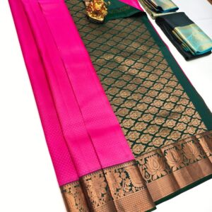 K.M.D Soft 75% Pure Silk Saree Rose Color w/ Blouse