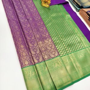 Mango Design Kanchi Semi Silk Saree Purple Color w/ Blouse