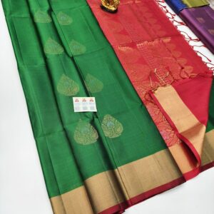 Unique Design Pure Soft Silk Saree Green Color w/ Blouse