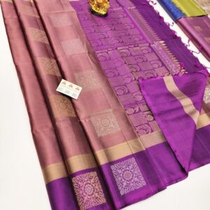 Beautiful Design Pure Soft Silk Saree Purple Color w/ Blouse