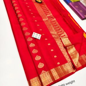 New Design Pure Soft Silk Saree Red Color w/ Blouse