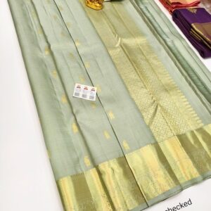 Mango and Annam Design Pure Kanjivaram Fancy Silk Saree Gray Color w/ Blouse