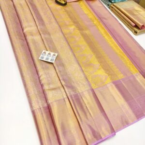 Trendy Design Pure Kanjivaram Silk Saree Peach Color w/ Blouse