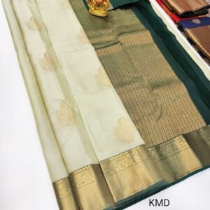 New Design K.M.D Soft 75% Pure Silk Saree Cream Color w/ Blouse