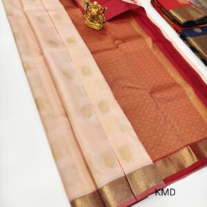Latest Design K.M.D Soft 75% Pure Silk Saree Light Rose Color w/ Blouse