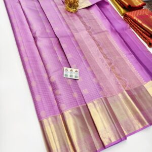 New Design Pure Kanjivaram Silk Saree Violet Color w/ Blouse