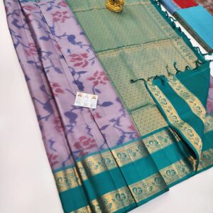 Trend Floral Design Pure Soft Silk Saree Violet Color w/ Blouse