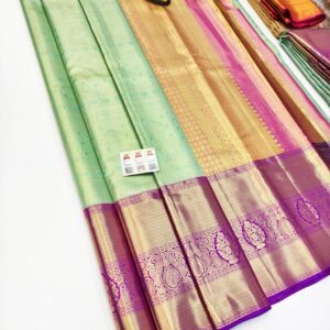 New Design Pure Kanjivaram Silk Saree Pista Green Color w/ Blouse
