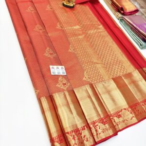 Latest Design Pure Kanjivaram Silk Saree Red Color w/ Blouse