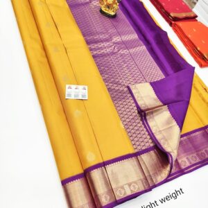 New Design Pure Soft Silk Saree Mango Yellow Color w/ Blouse