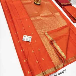 Trendy Design Pure Soft Silk Saree Orange Color w/ Blouse