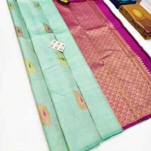 Mango Design Pure Kanjivaram High Fancy Silk Saree Pista Green Color w/ Blouse