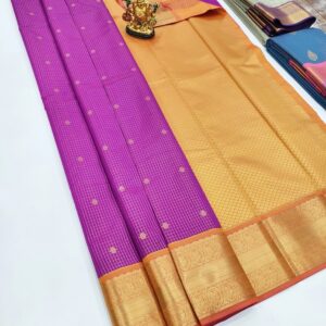 High Fancy kanchipuram Silk Saree Mix Purple Color w/ Blouse