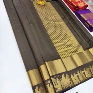 Trendy Design K.M.D Soft 75% Pure Silk Saree Elephant Color w/ Blouse