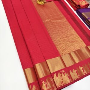 Latest Design K.M.D Soft 75% Pure Silk Saree Red Color w/ Blouse