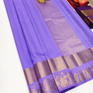 Unique Design K.M.D Soft 75% Pure Silk Saree Violet Color w/ Blouse