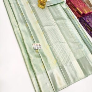 Trend Design Pure Kanjivaram Silk Saree Light Pista Color w/ Blouse