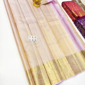 Latest Design Pure Kanjivaram Silk Saree Violet Color w/ Blouse