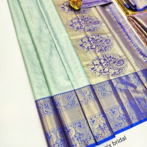 Beautiful Design K.M.D Soft 75% Pure Silk Saree Pista Green Color w/ Blouse