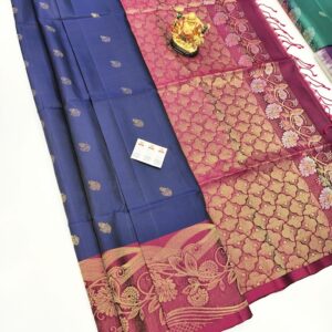 Trendy Design Pure Soft Silk Saree Blue Color w/ Blouse