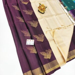 Butterfly Design  Pure Soft Silk Saree Purple Color w/ Blouse