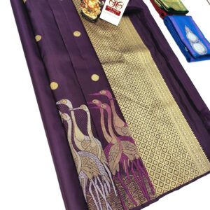 Pure Kanjivaram Fancy Silk Saree Purple Color w/ Blouse