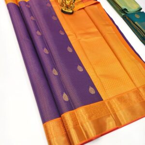 High Fancy Kanjivaram Silk Saree Mix Lavender Color w/ Blouse