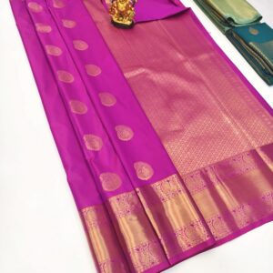 High Fancy Kanjivaram Silk Saree Mix Magenta Color w/ Blouse