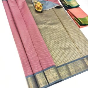 High Fancy Kanjivaram Silk Saree Mix Peach Color w/ Blouse