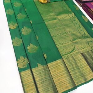 K.M.D Soft 75% Pure Silk Saree Green Color w/ Blouse