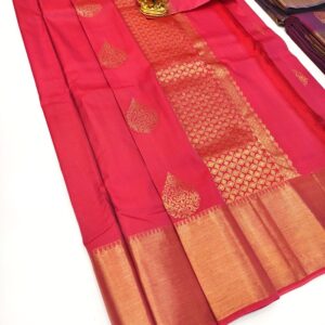 Beautiful Design K.M.D Soft 75% Pure Silk Saree Pink Color w/ Blouse