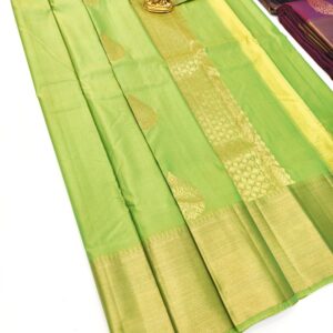 New Design K.M.D Soft 75% Pure Silk Saree Pista Green Color w/ Blouse