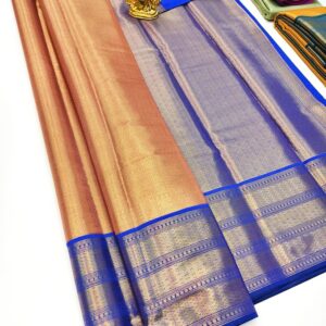 New Trendy Design Kanchi Semi Silk Saree Honey Color w/ Blouse