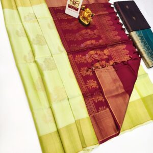 Pure Soft Silk Saree Lemon Yellow Color w/ Blouse