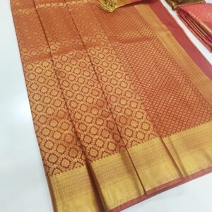 High Fancy Kanjivaram Silk Saree Apple Red Color w/ Blouse