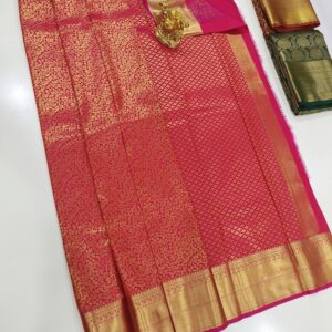 High Fancy Kanjivaram Silk Saree Pink Color w/ Blouse