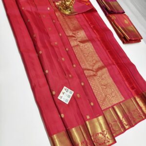 New Design Pure Kanjivaram Fancy Silk Saree Red Color w/ Blouse