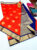Different Design Butta Mphoss Saree Orange w/ Blue Color