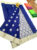 Flower Design Butta Mphoss Saree Ink Blue Color w/ Blouse