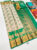 Peacock and Leaf Design Kanchi Semi Silk Saree White Color w/ Blouse