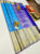 Beautiful Design Kanjivaram Pure Wedding Silk Saree Sky Blue Color w/ Blouse