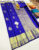 Pure Kanjivaram Fancy Silk Saree Indigo Blue Color w/ Blouse