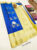 Traditional House Design Pure Kanjivaram Fancy Silk Saree Blue Color w/ Blouse
