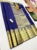 Trendy Peacock Design Pure Kanjivaram Fancy Silk Saree Indigo Blue Color w/ Blouse